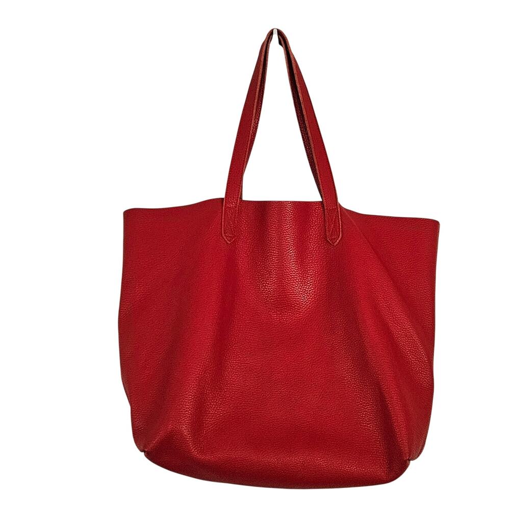 Cuyana Classic Pebbled Leather Tote Bag Red EUC